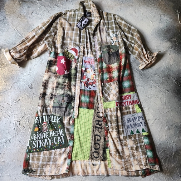 Cottage Patched Avangard Coat Designer Jacket Artisan Distressed Buttondown Art - Picture 8 of 13